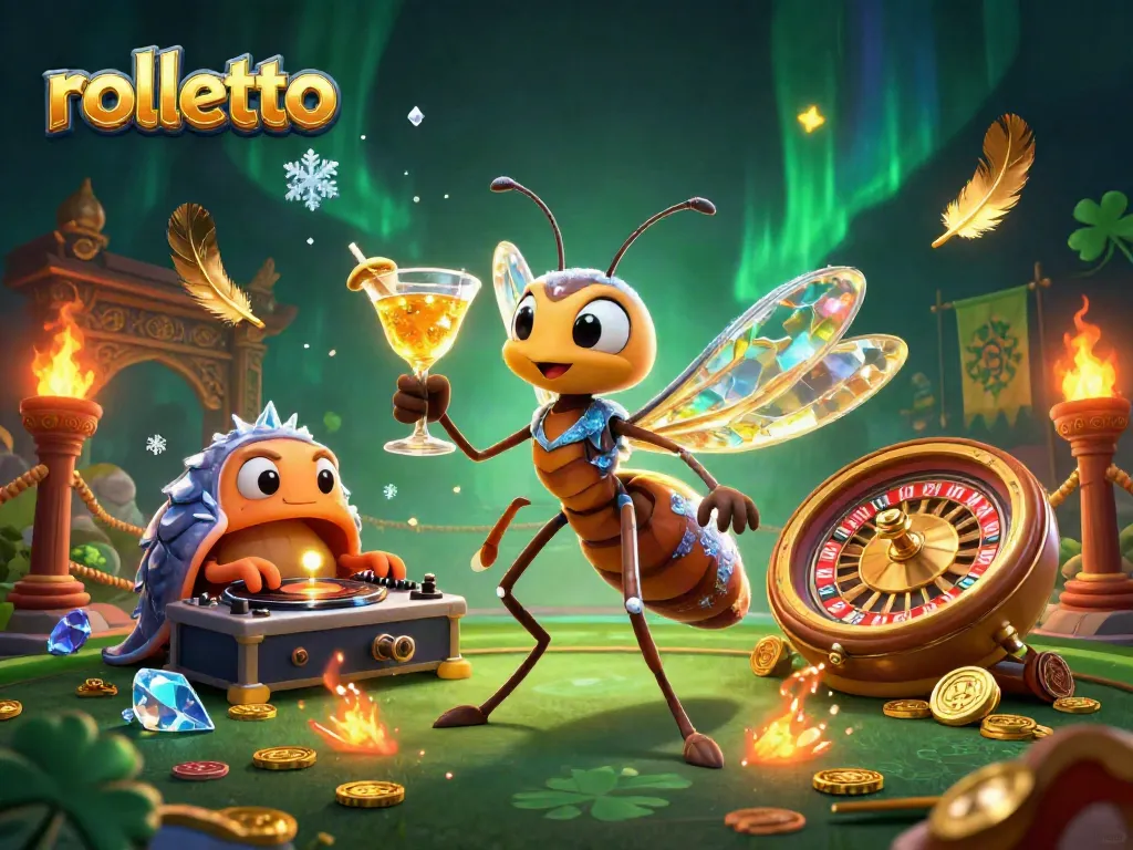 Experience thrilling games at Rolletto Casino with colorful characters and dynamic action elements.