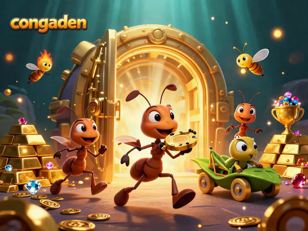Experience live cockfighting action with congaden's dynamic 3D cartoon heist scene enriched with golden treasures.