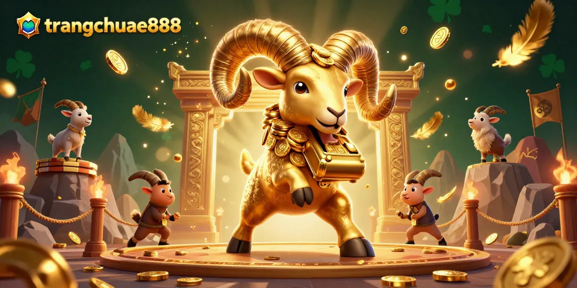 Experience thrilling gameplay with trangchuae888, featuring a golden ram at a vibrant casino arena.