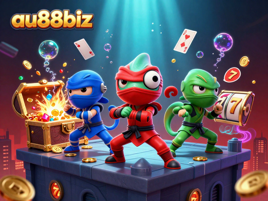 Engage in thrilling gameplay at au88biz with vibrant casino elements and dynamic characters in action.