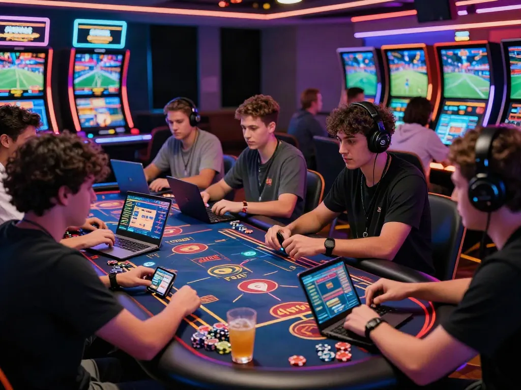 Engaging online gaming moment at https://vin88.team/ with players at a virtual casino table, showcasing a lively casino ambiance.