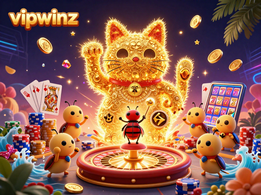 Experience the thrilling adventure at vipwinz with vibrant casino illustrations showcasing luck and excitement.