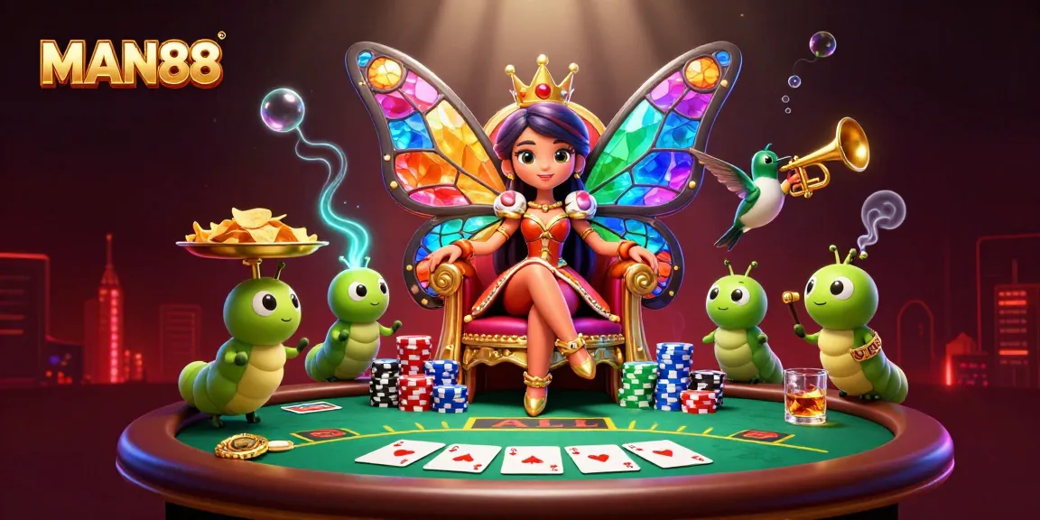 Experience thrilling gameplay at MAN88 with vibrant cartoon characters and poker elements.