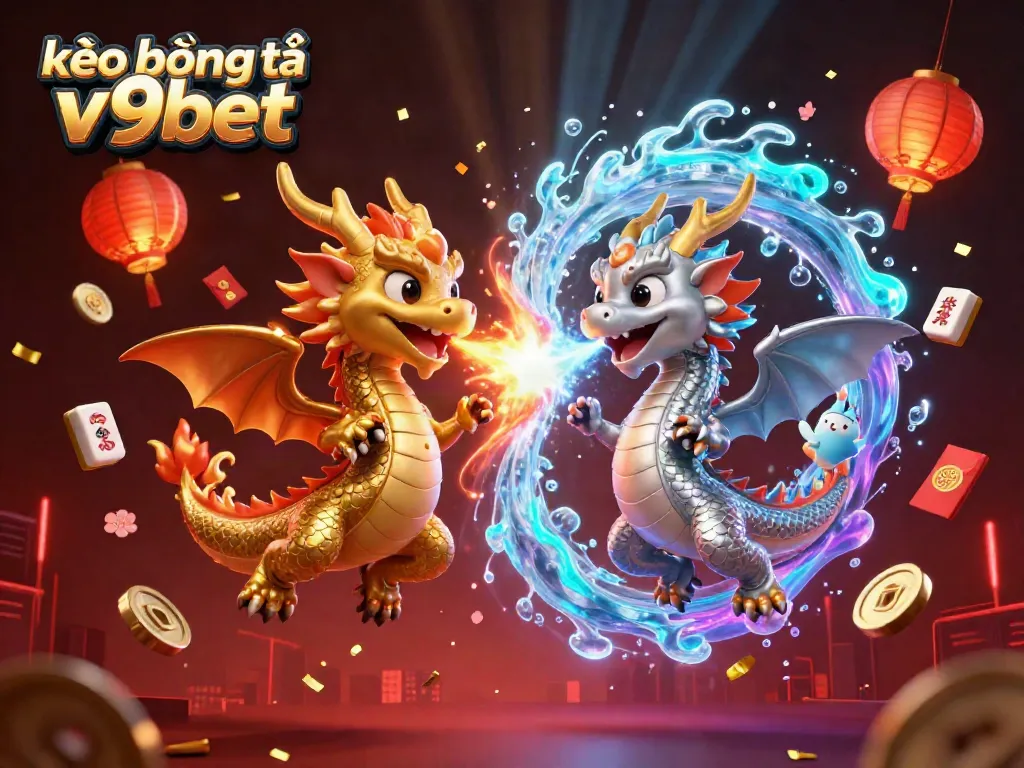 Engage with kèo bóng đá v9bet through an enchanting dragon-themed 3D illustration showcasing dynamic betting elements.