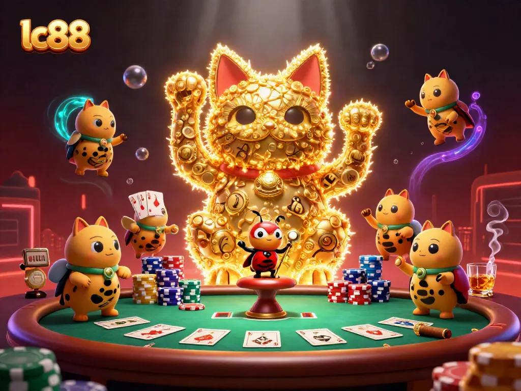 Experience the excitement of lc88 with a dynamic casino scene featuring playful characters and vibrant gaming elements.