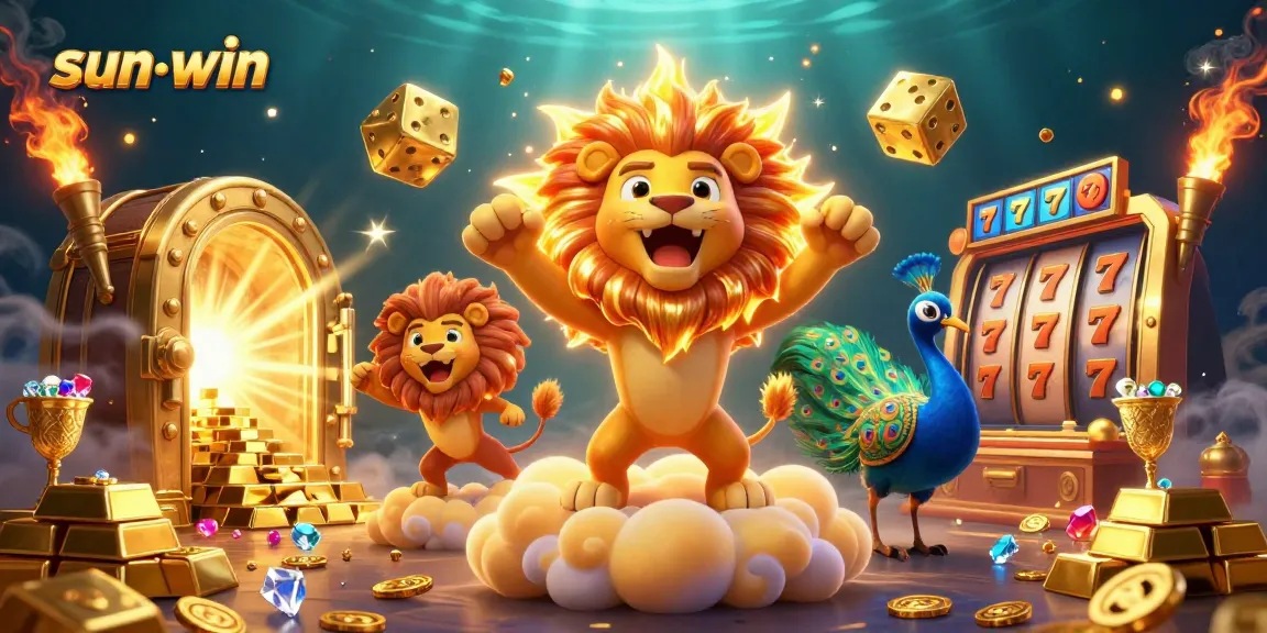Experience thrilling wins with sun-win’s stellar casino adventure featuring a roaring lion and golden treasures