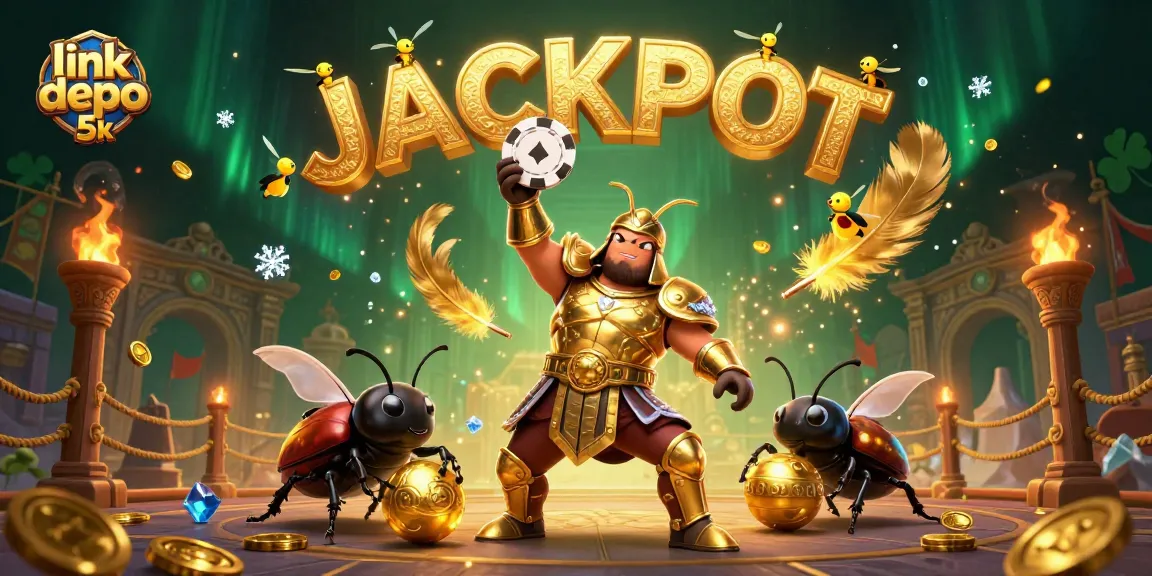 Experience the thrill of link depo 5k with a colorful 3D beetle design capturing casino excitement and jackpots.
