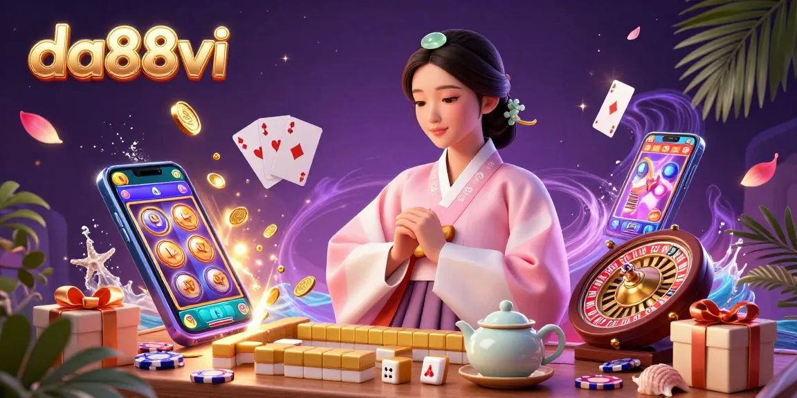 Feel the excitement at da88vi with stunning slot games, golden coins, and playful poker chips.