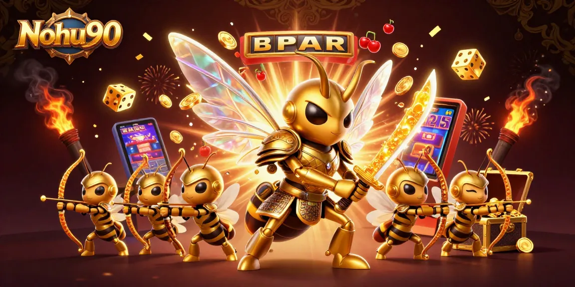 Nohu90 players engage with vibrant gaming elements in a lively 3D casino atmosphere.