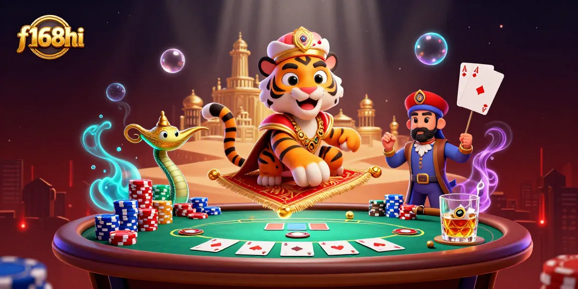 Engage with the captivating world of f168hi, showcasing an Arabian-themed casino adventure with vibrant elements.