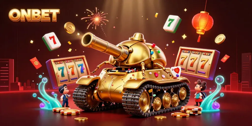 Experience the thrilling ONBET action inside a golden beetle casino with vibrant game elements.