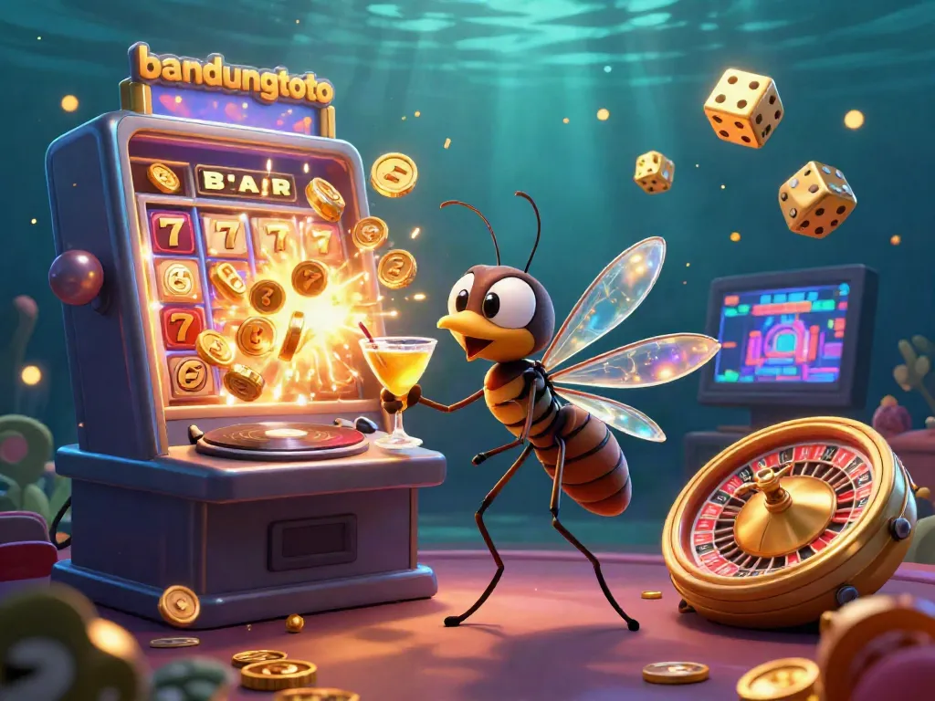 Experience thrilling gaming with bandungtoto’s lively 3D casino scene featuring a mosquito mascot and more.