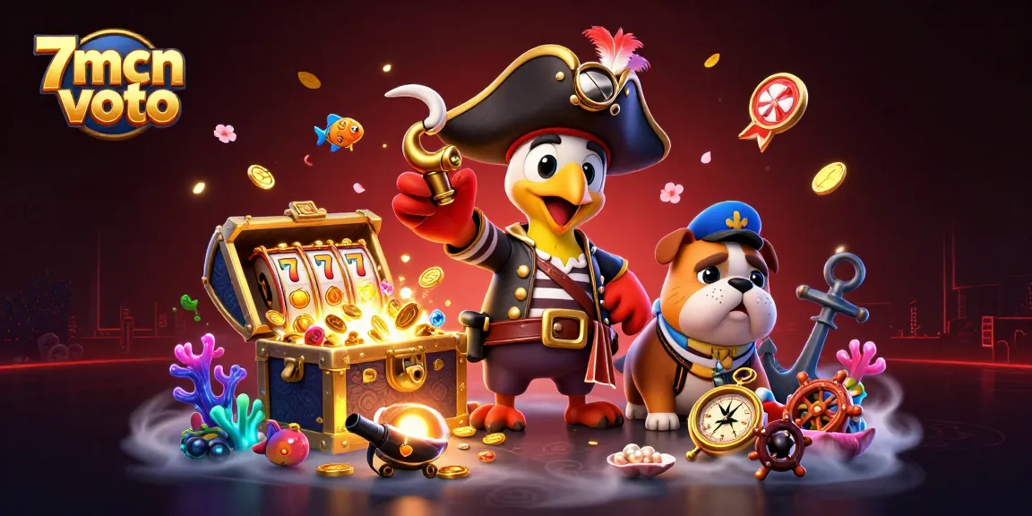 Engage with thrilling 7mcn voto gaming excitement as a pirate captain leads in a colorful casino adventure.