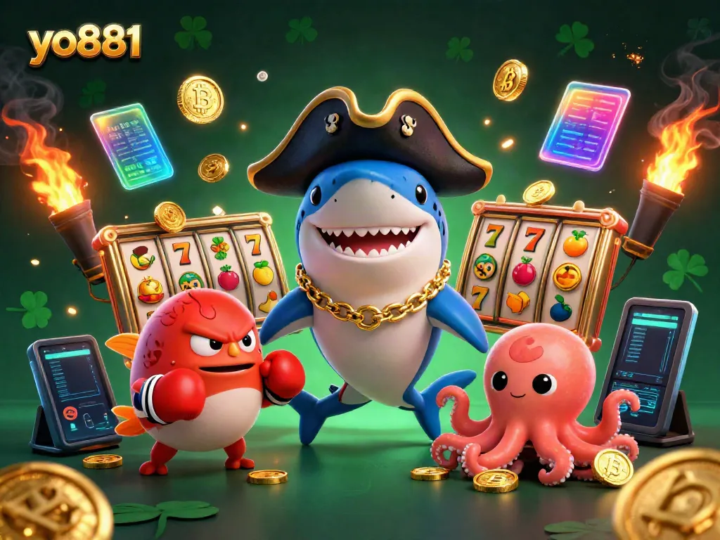 Spin the reels at yo881 with vibrant cartoon characters and casino elements bringing luck and excitement.