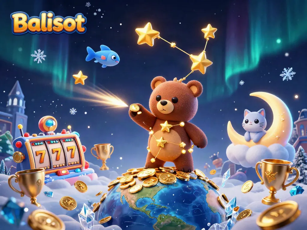 Balislot's dynamic illustration showcases an enchanting casino experience with gold coins and slot reels, inviting gamers to enjoy.