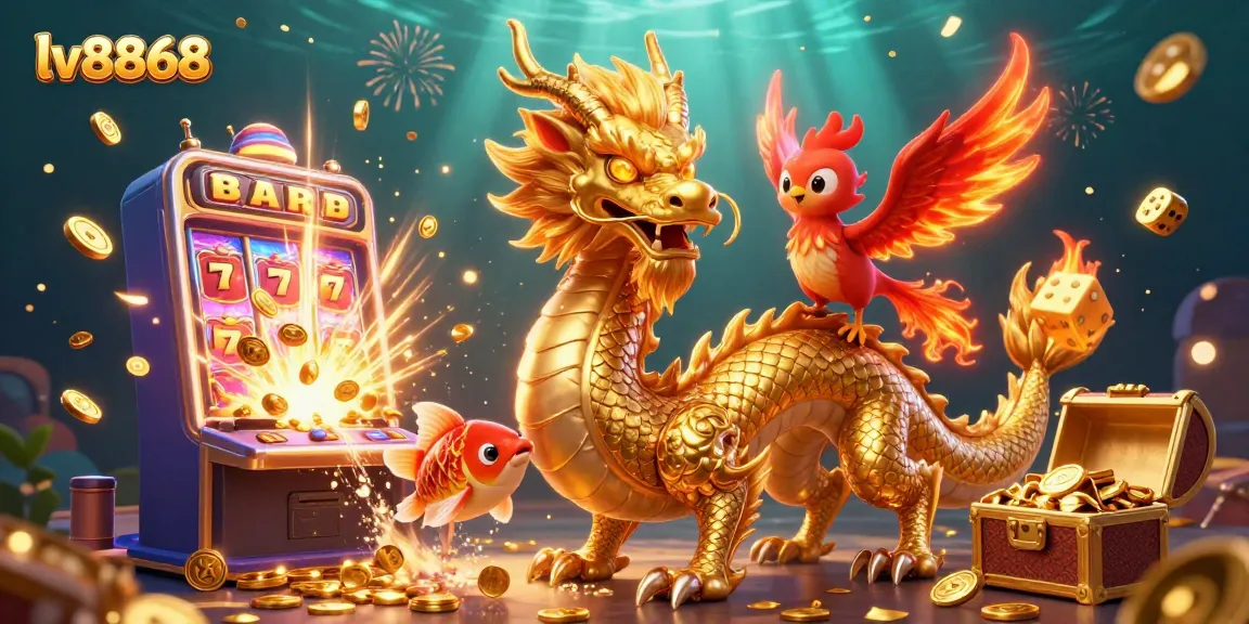Win big at lv8868 with immersive 3D casino illustrations of dragons and coins