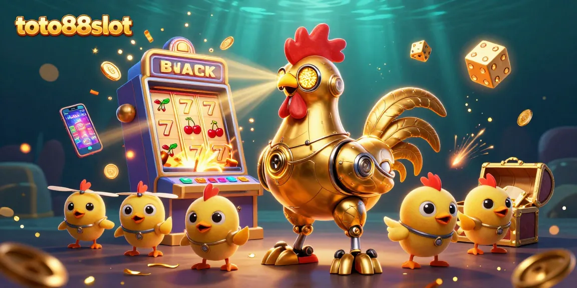 Play slots and win big with toto88slot's vibrant 3D casino illustration showcasing exciting features.