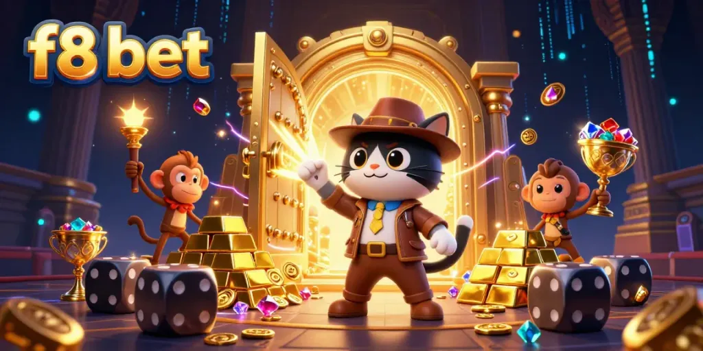 Experience thrilling adventures with f8 bet as a cat archaeologist discovers treasures in a casino temple.