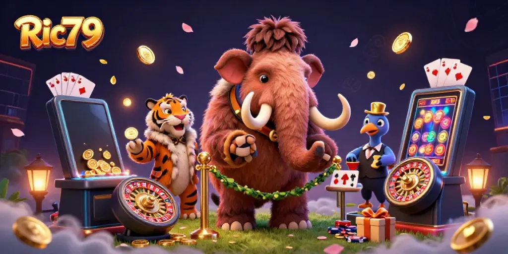 Experience thrilling gaming at Ric79 with vibrant characters and rich casino elements.