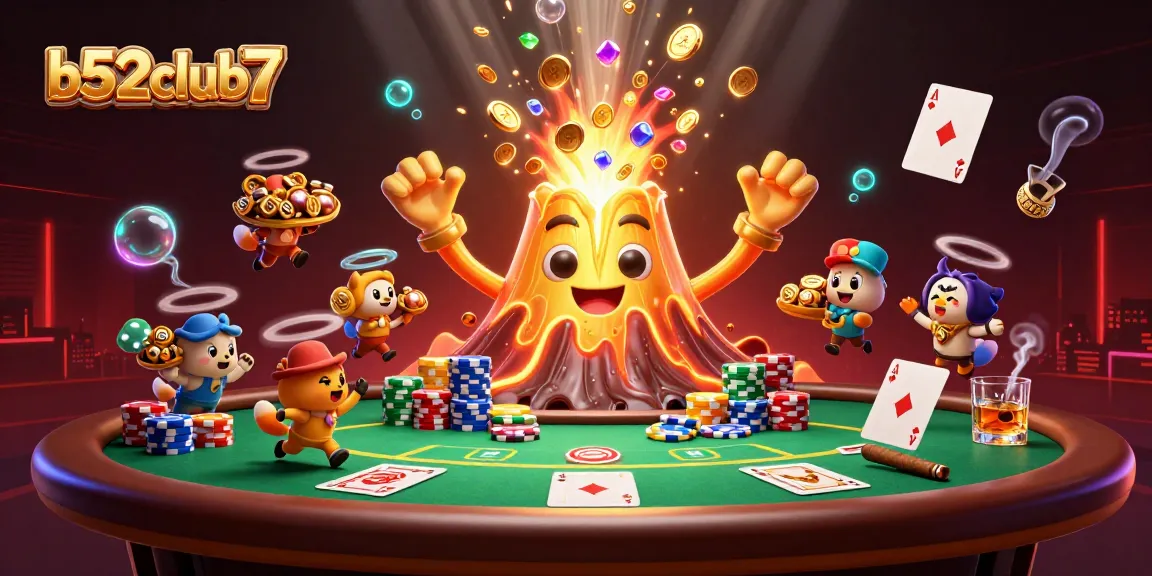 Experience thrilling gameplay at b52club7 with golden volcano erupting and treasure elements.