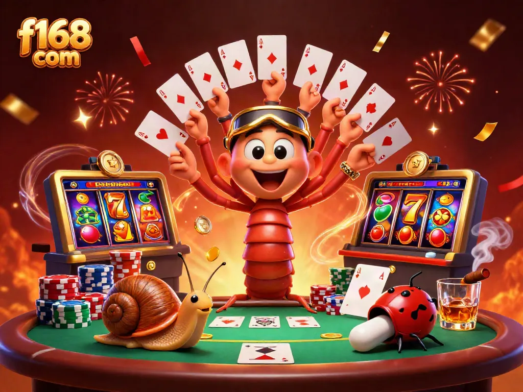 Experience thrilling excitement with f168 com's vibrant games, showcasing a lively casino atmosphere.