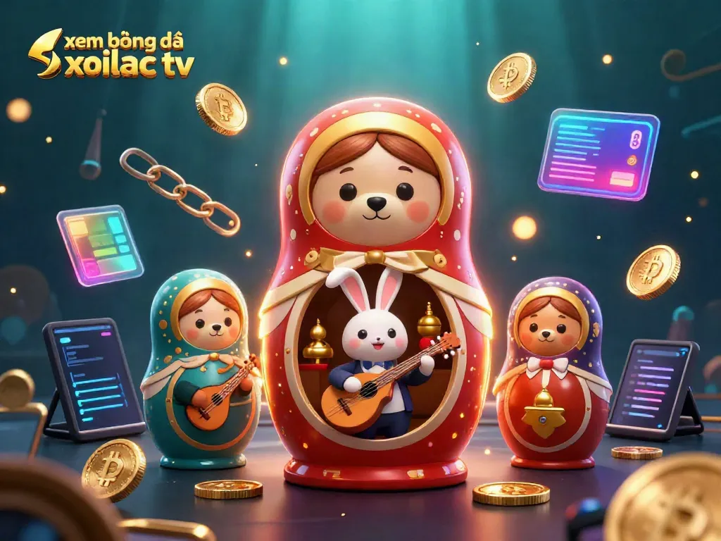 Xem bóng đá Xoilac TV with lively characters including a bear and rabbit in a rich casino-themed scene.