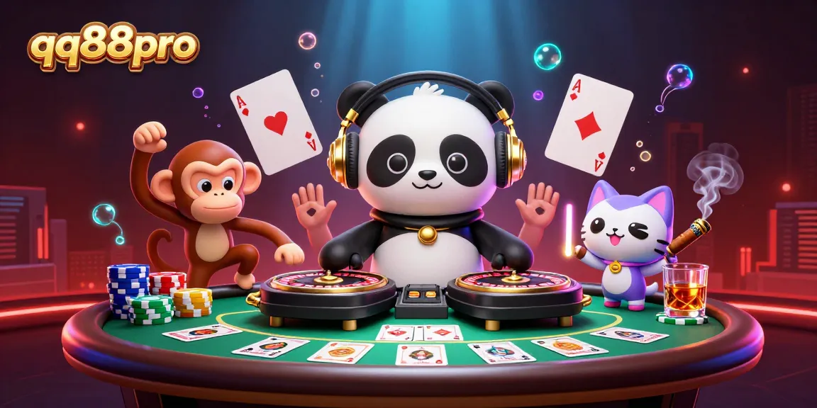 Experience thrilling gaming with qq88pro's vibrant casino atmosphere featuring unique characters.