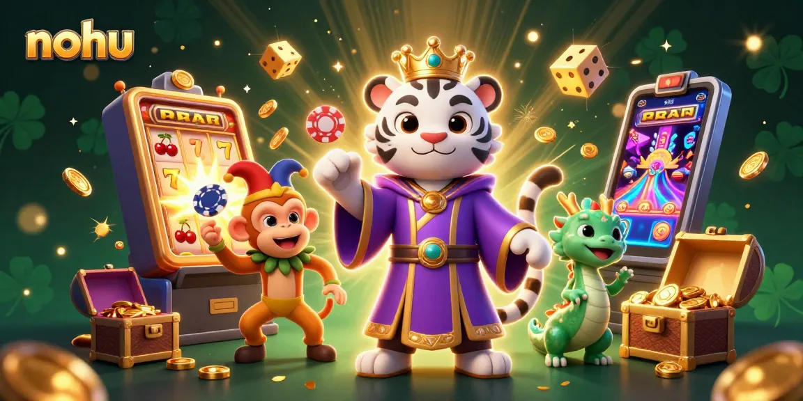 Nohu, a captivating scene with a tiger and monkey in a lively casino setting.