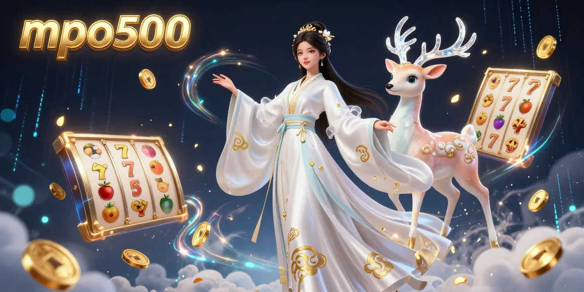 Experience thrilling gaming at mpo500 with dynamic slot reels and fantastical elements in a vibrant 3D scene.