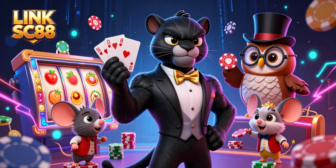 Engage in thrilling games with LINK SC88, featuring dynamic casino elements and charming characters.