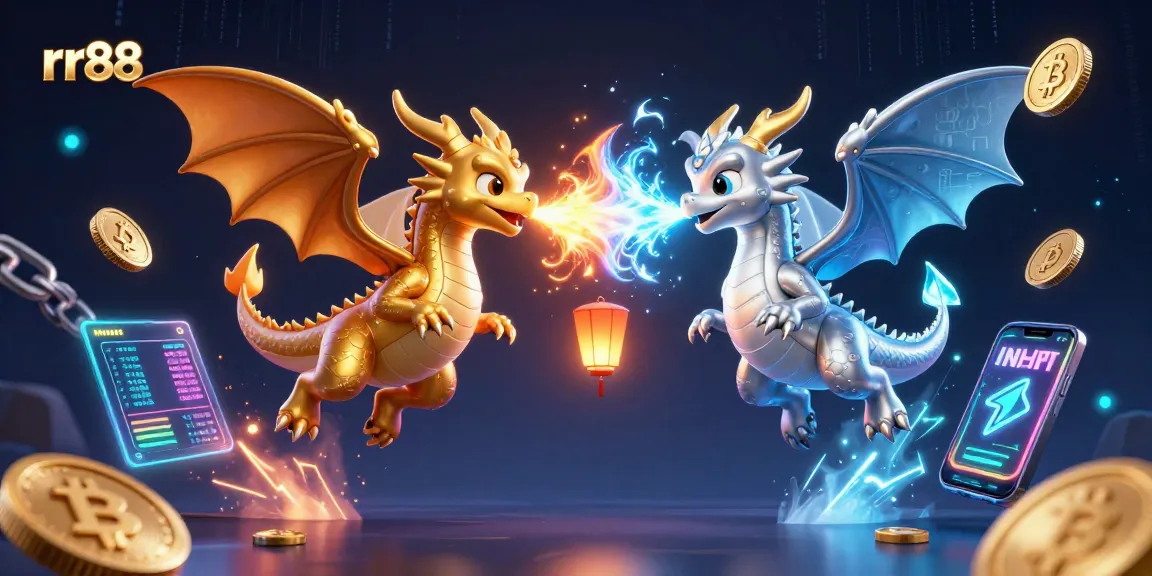 Engage with rr88's thrilling gaming experience illustrated through a dynamic scene of battling dragons.