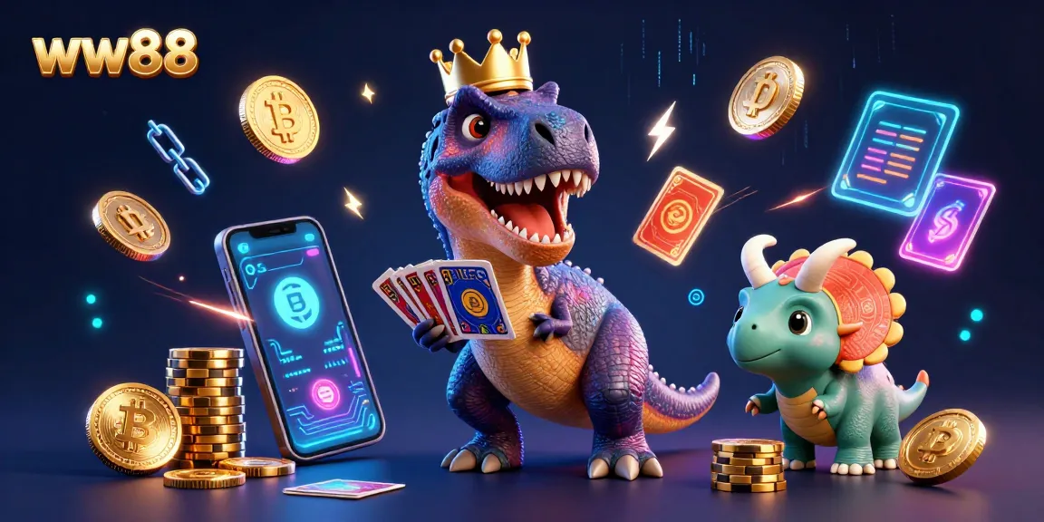 Experience the excitement of gambling at ww88, with unique characters and dynamic gaming elements in a rich casino illustration.