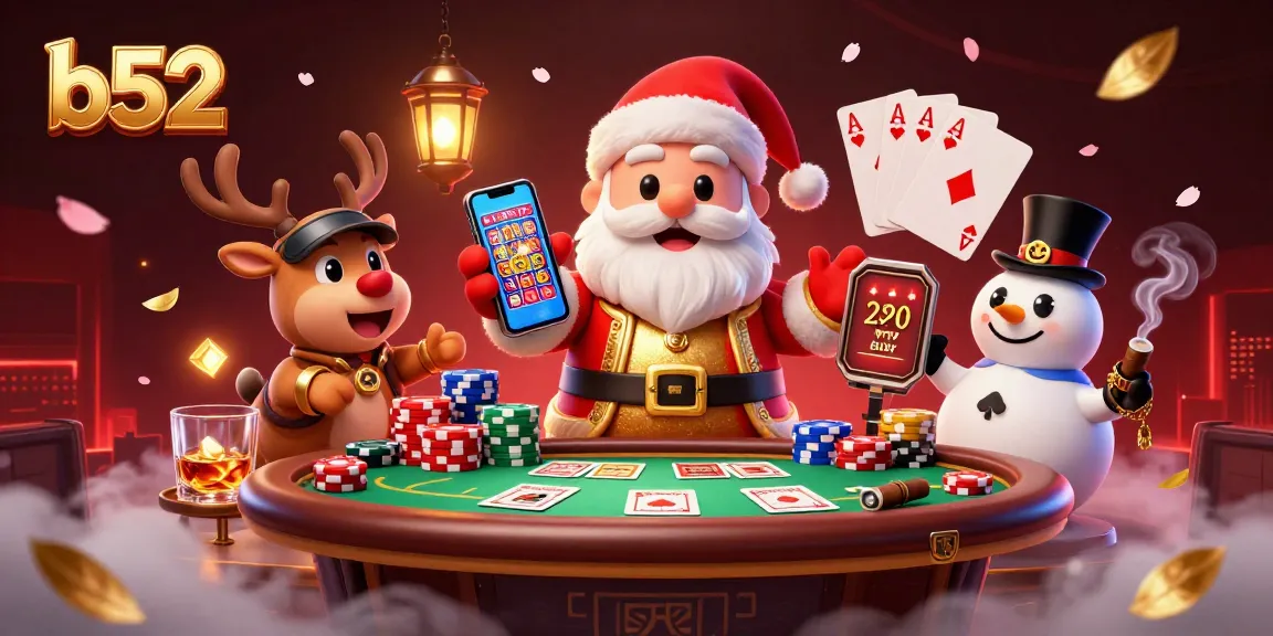 Experience the excitement of B52 casino with Santa and friends in a jackpot celebration.