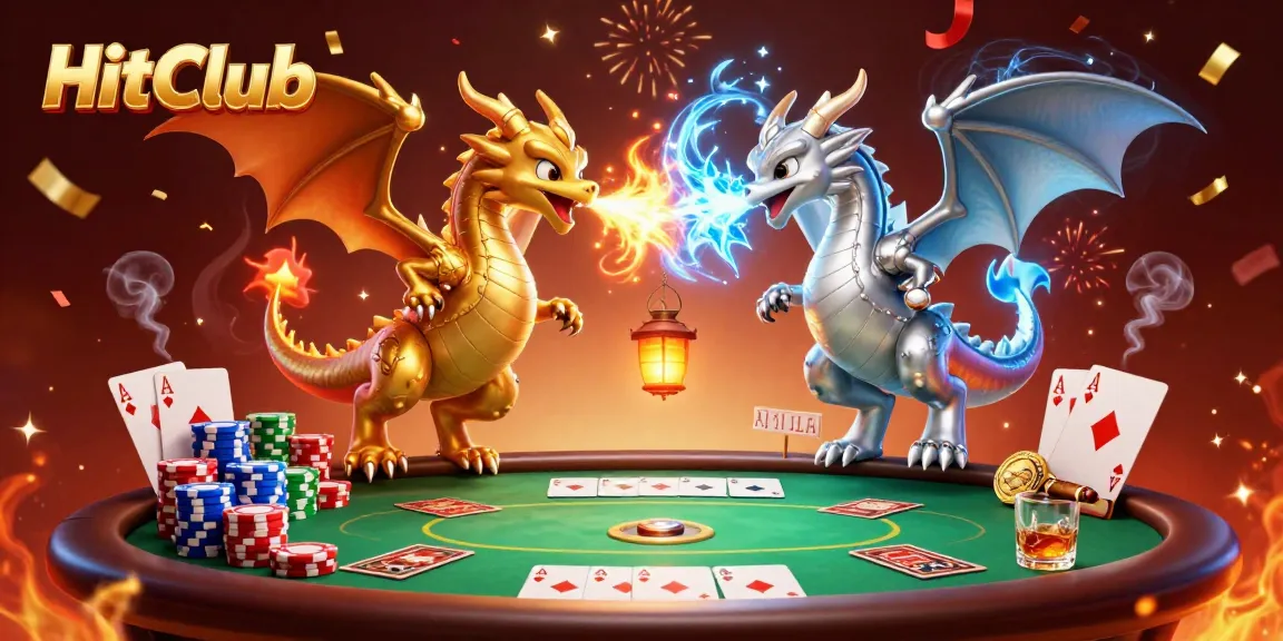 Experience thrilling gameplay at HitClub with dragon duel, poker elements, and vibrant visuals.