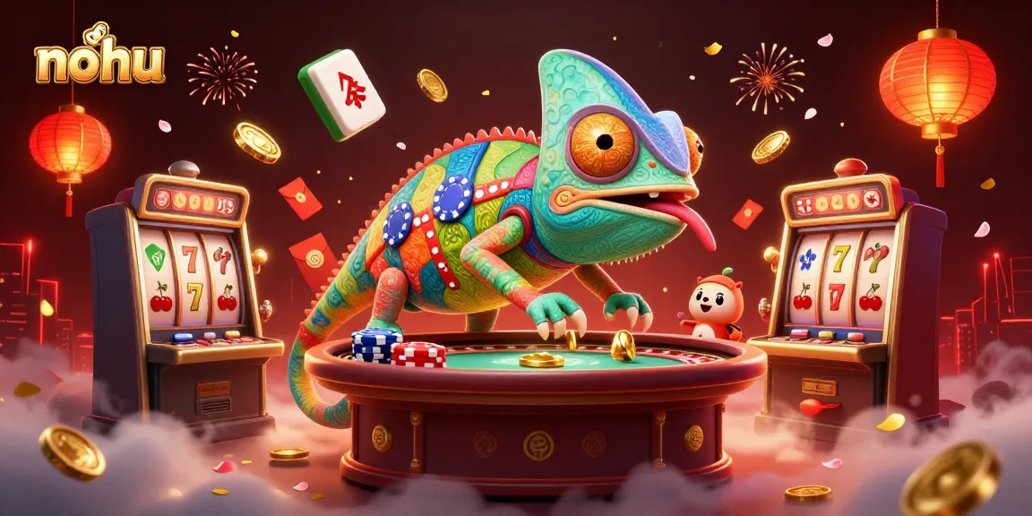 Engage in thrilling casino games like slots at nohu, with vibrant chameleons and rich elements.