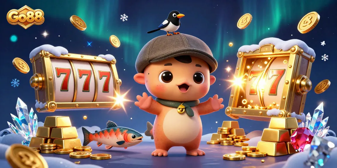 Engage in exciting gameplay with Go88’s vibrant slots featuring 3D characters amidst sparkling treasures.
