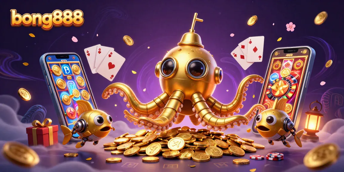 Embrace excitement with bong888's dynamic 3D gaming illustration showcasing vibrant slot games and action.