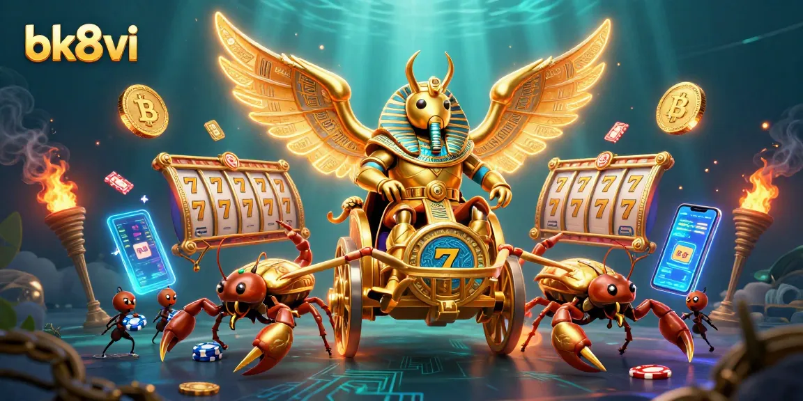 Engage with bk8vi and explore lavish slot games featuring golden scarabs and vibrant crypto themes.