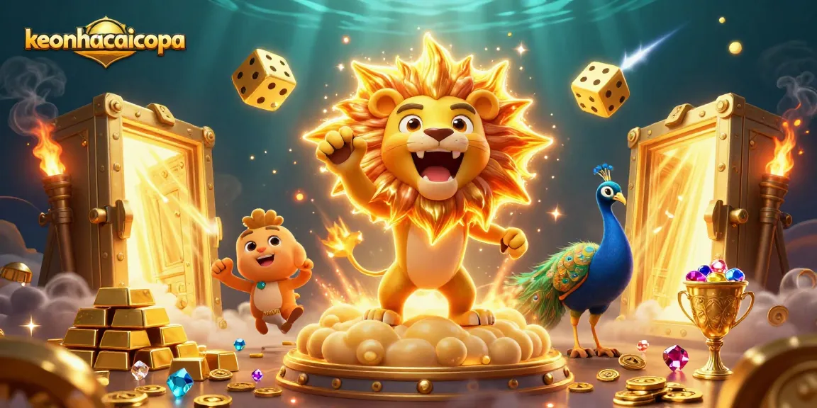 Experience the excitement of keonhacaicopa with dazzling treasures and dynamic golden elements in a vibrant scene.