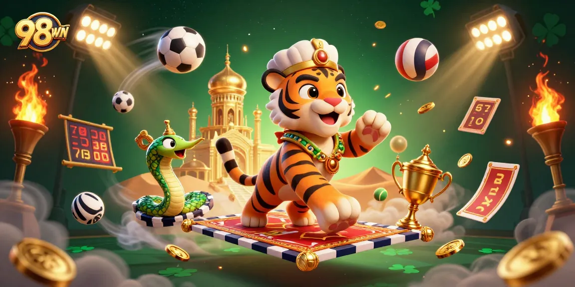 Engage in thrilling betting action at 98WIN showcasing a captivating Arabian Nights casino scene.