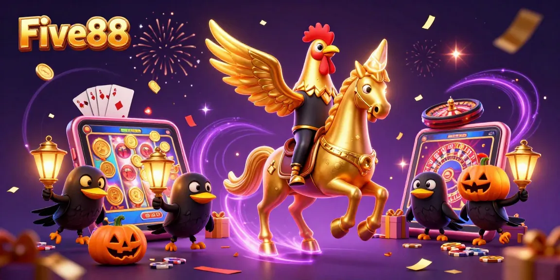 Experience exhilarating games at Five88 Casino with vibrant slot action and festive atmosphere.