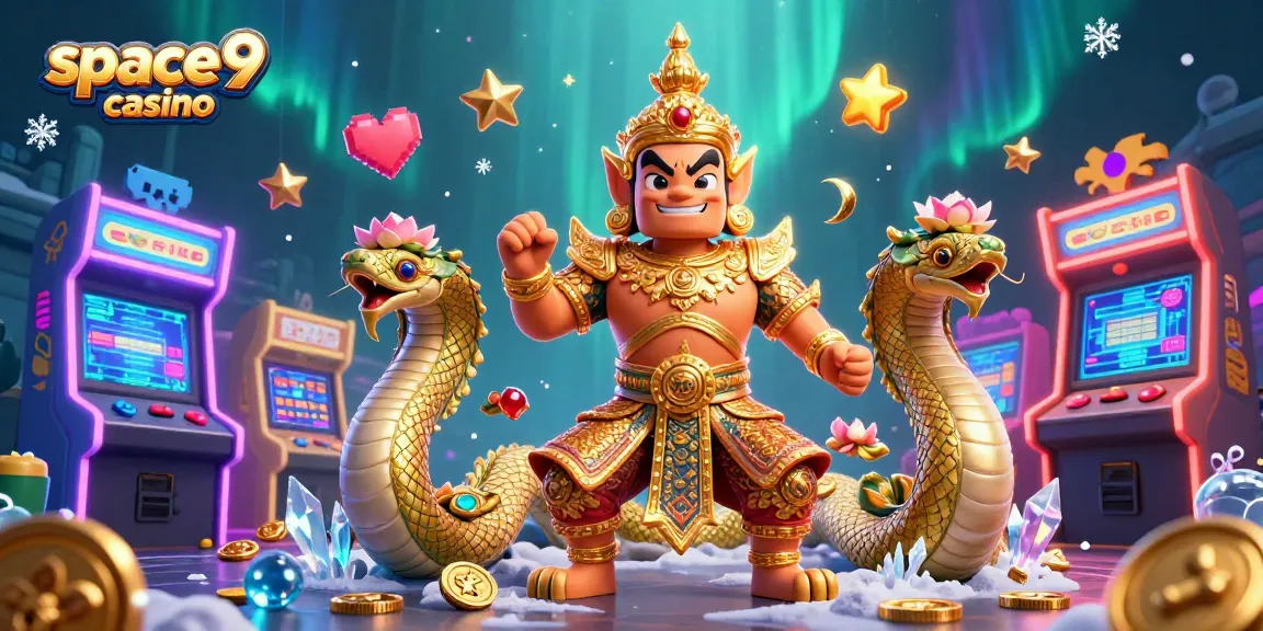 Experience the vibrant adventures at space9 casino with a dynamic scene of playful characters and gaming elements.