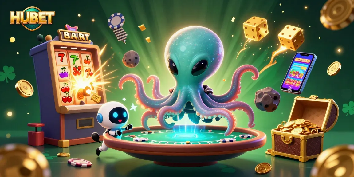 Experience energetic betting action at HUBET with vibrant elements and excited characters in a 3D casino scene.