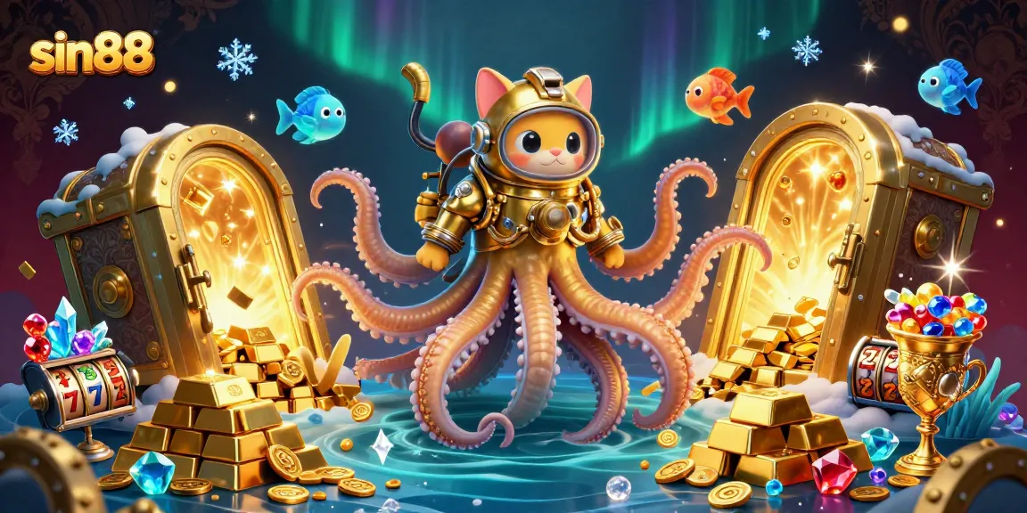 Play at sin88 with a thrilling 3D kraken and diving cat treasure scene