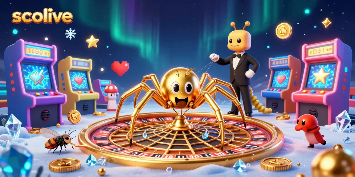 Socolive engages bettors with an ultra-detailed illustration of a golden spider spinning a roulette web and a centipede dealer.