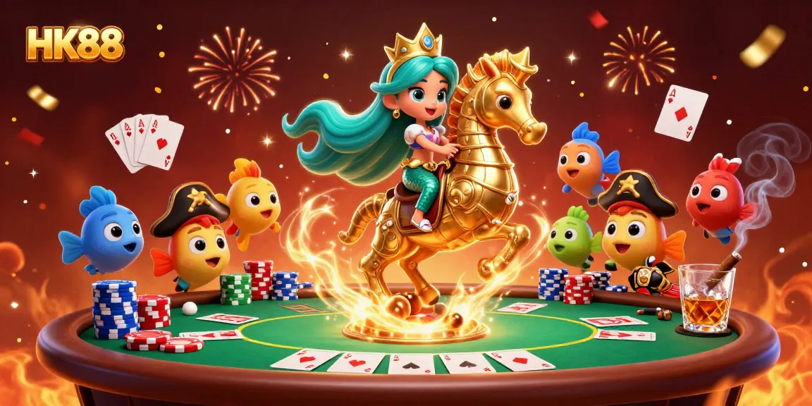 Experience thrilling gameplay with HK88 at an action-packed casino featuring poker tables and celebratory atmosphere.
