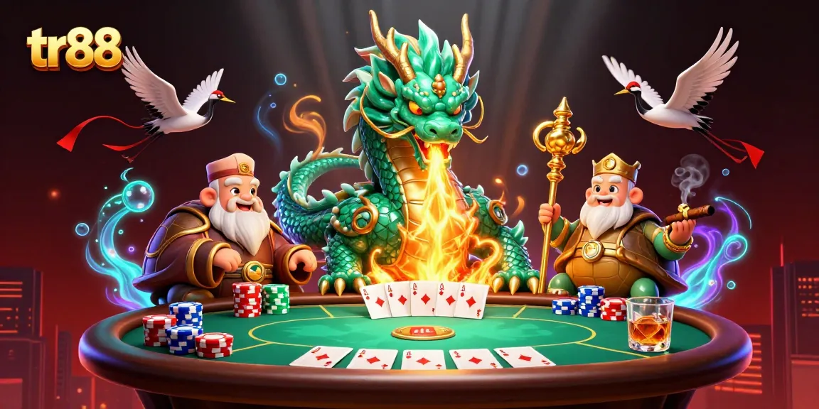 Experience the thrill of tr88 casino with a jade dragon, turtle sage, and lucky cranes in action!