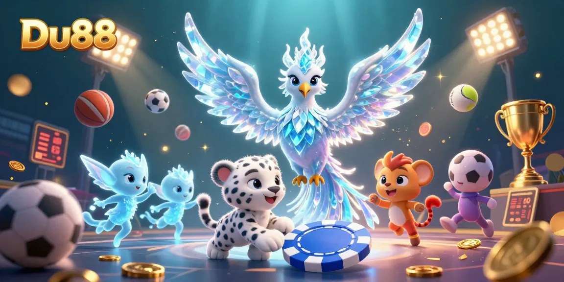 Engage in exciting casino adventure with Du88 featuring a vibrant ice phoenix and lively sprites.