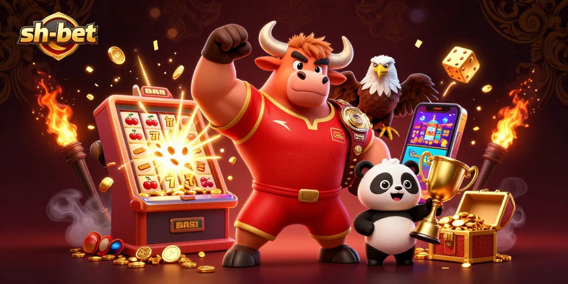 Experience the excitement of sh-bet with a dynamic casino scene featuring winning characters and jackpot elements.