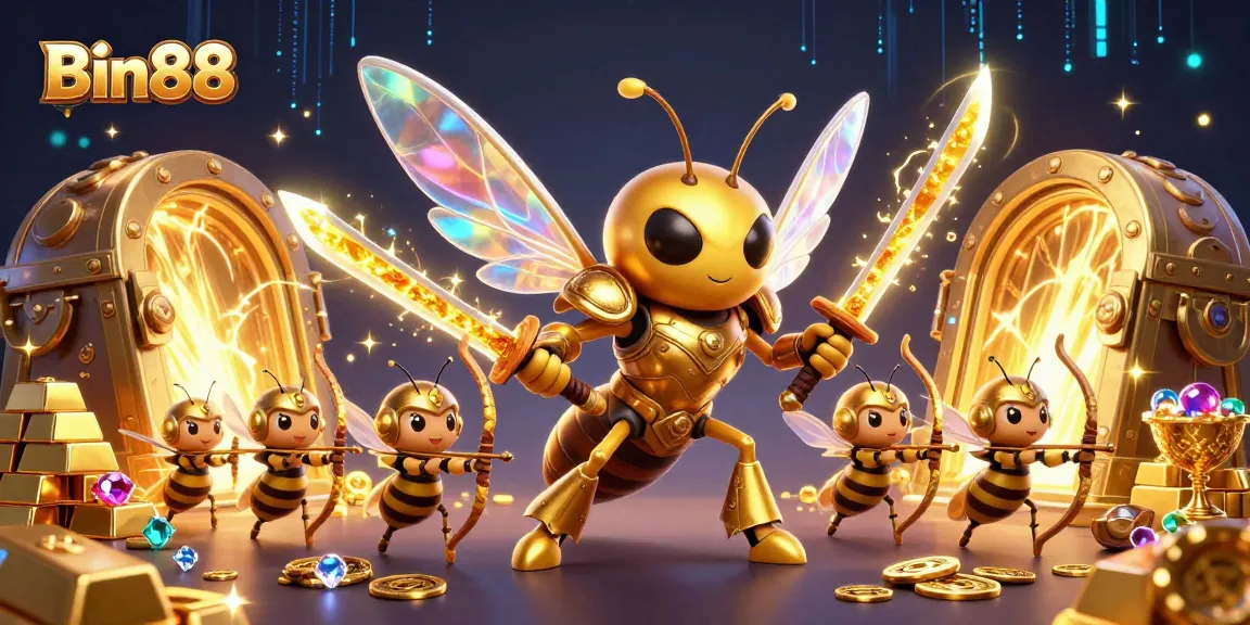 Engage with Bin88's vibrant casino action featuring treasure and lively characters in an energetic 3D scene.